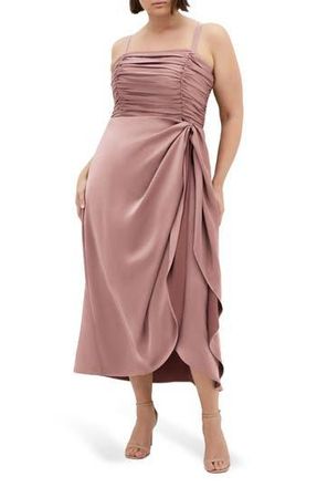 City Chic Ania Gathered Evening Dress in Antique Rose at Nordstrom Rack, Size M/18W