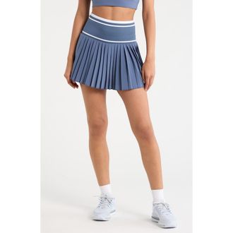 Zella Mixed Media Pleated Sport Skort in Blue Vintage at Nordstrom, Size X-Small