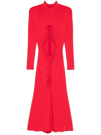 Nissa cut out-detail midi dress - women - Polyester/Spandex/Elastane - 36 - Red