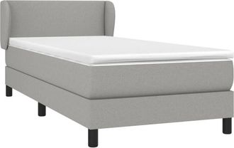 vidaXL Vidaxl - Cama Box Spring Con Colch&oacute;n Tela Gris Claro 100x200 Cm