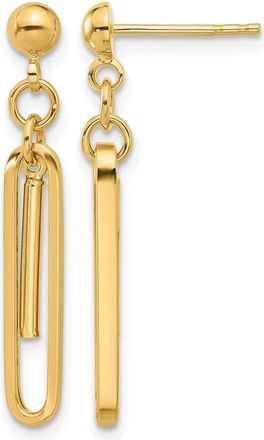 Diamond2Deal 14K Yellow Gold Paperclip Drop Dangle Earrings