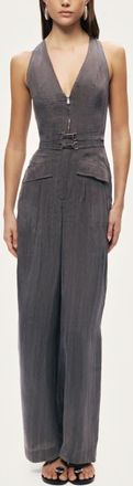 Nocturne Metal Belt Detail Jumpsuit in Anthracite at Nordstrom, Size X-Large