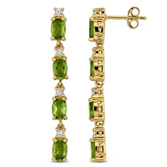 Mimi & Max 4 1/3ct TGW Peridot and White Topaz Drop Earrings in Yellow Plated Sterling Silver