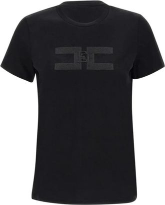 Elisabetta Franchi Truien - Dames - T-shirts - Zwart - L - Katoen - Tops