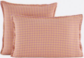 La Redoute Interieurs Kussensloop in gewassen linnen, Acélie lavandel/oker