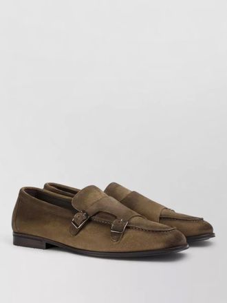 Doucal's suede double-buckle monk shoes