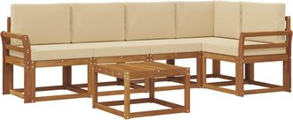 vidaXL Conjunto De Sof&aacute;s De Exterior 6 Uds. Natural Y Beige Vidaxl