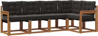 vidaXL Conjunto De Sof&aacute;s De Exterior 5 Uds. Natural Y Negro Vidaxl