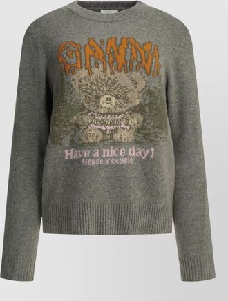 Ganni wool-blend graphic knit sweater