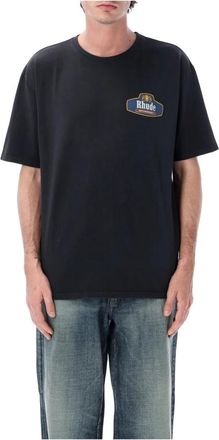 Rhude Racing Crest Tee - Heren - T-shirts - Zwart - S - Katoen - Tops
