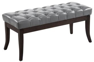 Clp Banco con patas de madera y asiento en Simil cuero Gris