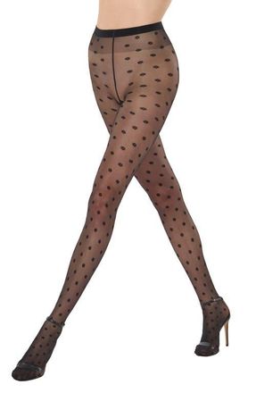 Wolford Daisy Sheer Tights in Black/Black at Nordstrom, Size X-Small