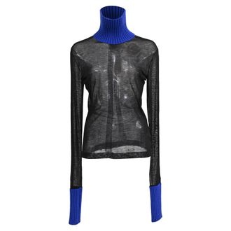 Maison Margiela Sheer Turtleneck Top in Black Viscose