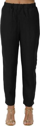 Alpha Studio Linnen broek met elastische taille - Dames - Slim Fit Broeken - Zwart - M - Linnen - Broeken