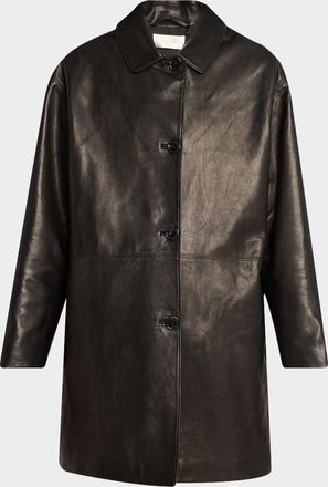 The Row Donata Leather Single-Breasted Coat