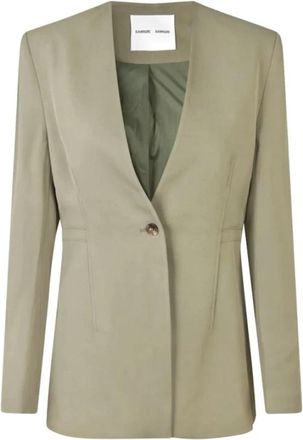 Sams&oslash;e & Sams&oslash;e Sakitra Blazer - Dames - Blazers - Groen - S - Leer - Jassen