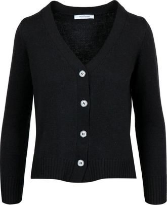 Gran Sasso Geribbelde cardigan met V-hals - Dames - Vesten - Zwart - L - Wol - Truien & Vesten