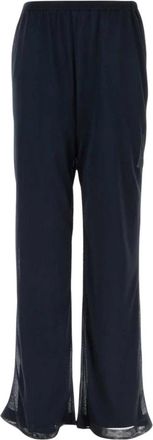 Ferragamo Pantalone Palazzo Maglia - Dames - Wijde Broeken - Blauw - XS - Leer - Broeken