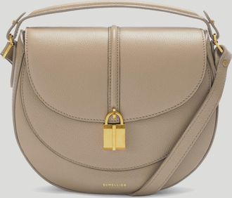 DeMellier The Siena Saddle in Light Taupe Small Grain Leather Crossbody bag