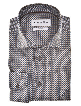 Led&ucirc;b overhemd Ledub Modern Fit New bruin geprint