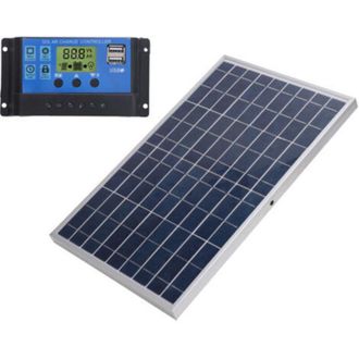 OEM Panel Solar Policristalino Crezuo De 10 W Y 12 V, Resistente Al Agua Ip65, Port&aacute;til, Con Controlador De Carga De 30 A Para Uso En Exteriores.-crezuo