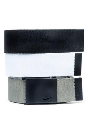 Nike Assorted 3-Pack Webbed Belts in Black/White/Grey at Nordstrom Rack
