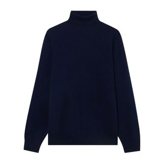 Brooks Brothers Truien & Vesten, Heren, Blauw, 2Xl, Wol, Lamswol coltrui met logo