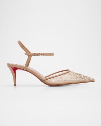 Christian Louboutin 60mm Miss Z Riviera Strass Mesh Pumps