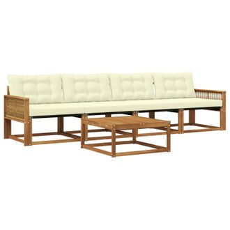 vidaXL Conjunto De Sof&aacute;s De Exterior Con Coj&iacute;n 5 Pcs Natural Y Crema Vidaxl