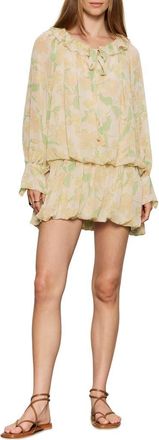 Sanctuary Floral Print Long Sleeve Minidress in Gentle Lily Yellow at Nordstrom, Size X-Small