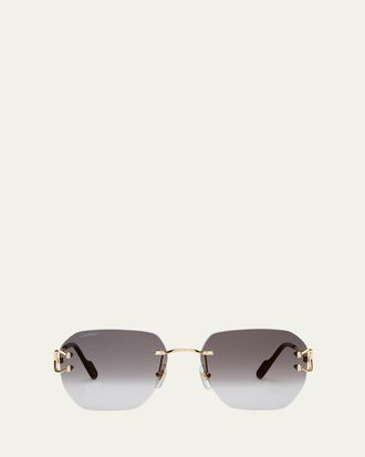 Cartier Rimless Square Metal Sunglasses