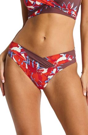 Sea Level Australia V-Front Mid Rise Bikini Bottoms in Chocolate at Nordstrom, Size 10 Us