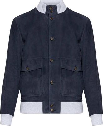 Eleventy Lederjacke mit Tasche und Kn&ouml;pfen