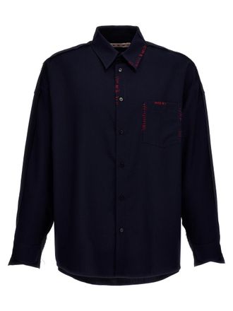 Marni Cool Wool Shirt With Contrast Stitching