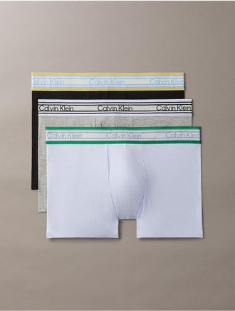 Calvin Klein Mens Icon Cotton Stretch Stripe 3-Pack Trunk - Multi - L