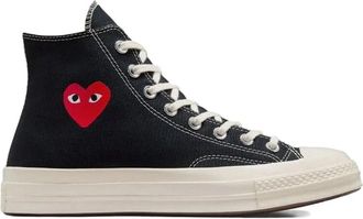 Comme Des Gar&ccedil;ons Cotton Heart Print Sneakers - Heren - Sneakers - Zwart - 45 EU - Katoen - Schoenen