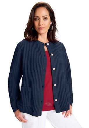 Jessica London Boxy Stitch Cardigan in Navy at Nordstrom, Size 12