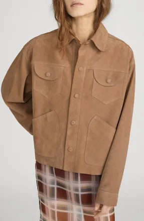 Frame Denim The Suede Utility Jacket in Chai at Nordstrom, Size X-Large
