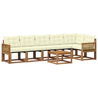 vidaXL Conjunto De Sof&aacute;s De Exterior Con Coj&iacute;n 7 Pcs Natural Y Crema Vidaxl