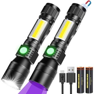 OEM Linterna Uv 3 En 1, Linterna Led Usb Recargable, Im&aacute;n Con Zoom, Luz De Trabajo Cob Impermeable, 7 Modos, 395 Nm, Detector De Orina De Mascotas (paquet
