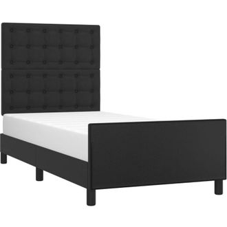 vidaXL Vidaxl - Estructura De Cama Sin Colch&oacute;n Cuero Sint&eacute;tico Negro 90x190 Cm