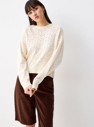 Only Womens Hearts pointelle knit sweater