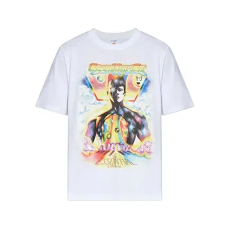 Casablanca T-Shirts, male, White, Size: 2XL Graphic Print Round Neck T-Shirt