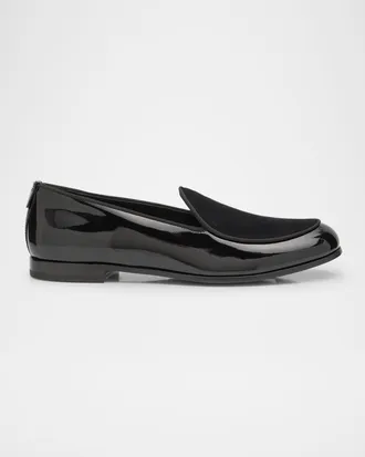Giorgio Armani Men & apos;s Leather and Velvet Loafers