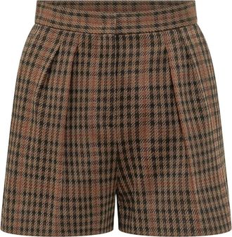 Max Mara Checked Shorts - Dames - Korte Broeken - Bruin - S - Katoen - Korte Broeken