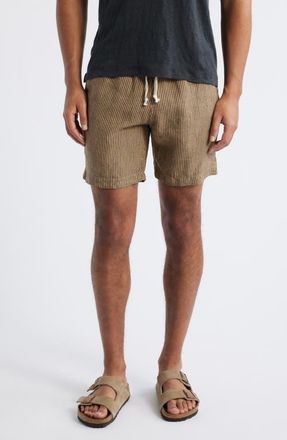 Alex Crane Bo Linen Drawstring Shorts in Overdye Chai at Nordstrom, Size Xx-Large