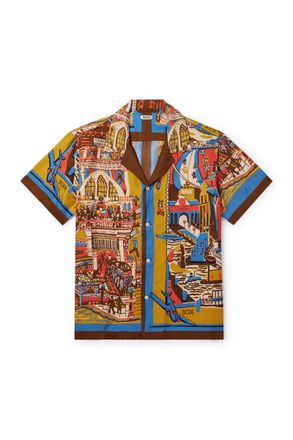 Bode Manhattan Island Camp-Collar Printed Silk-Satin Shirt