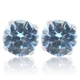 Pompeii3 1Ct TW Blue Topaz Studs in 10k White or Yellow Gold