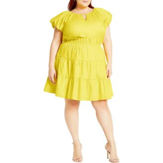 City Chic Alina Fit & Flare Minidress in Yellow at Nordstrom Rack, Size Xxl/24W