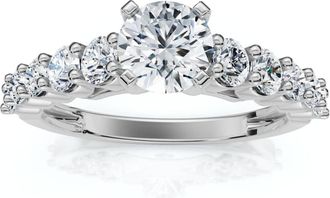Pompeii3 1 1/2Ct Diamond Engagement Ring Round Cut 14k White Gold With Side Stones